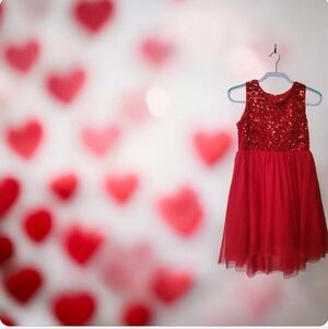 Cat & Jack Red Girls Sequin And Tutu Dress
